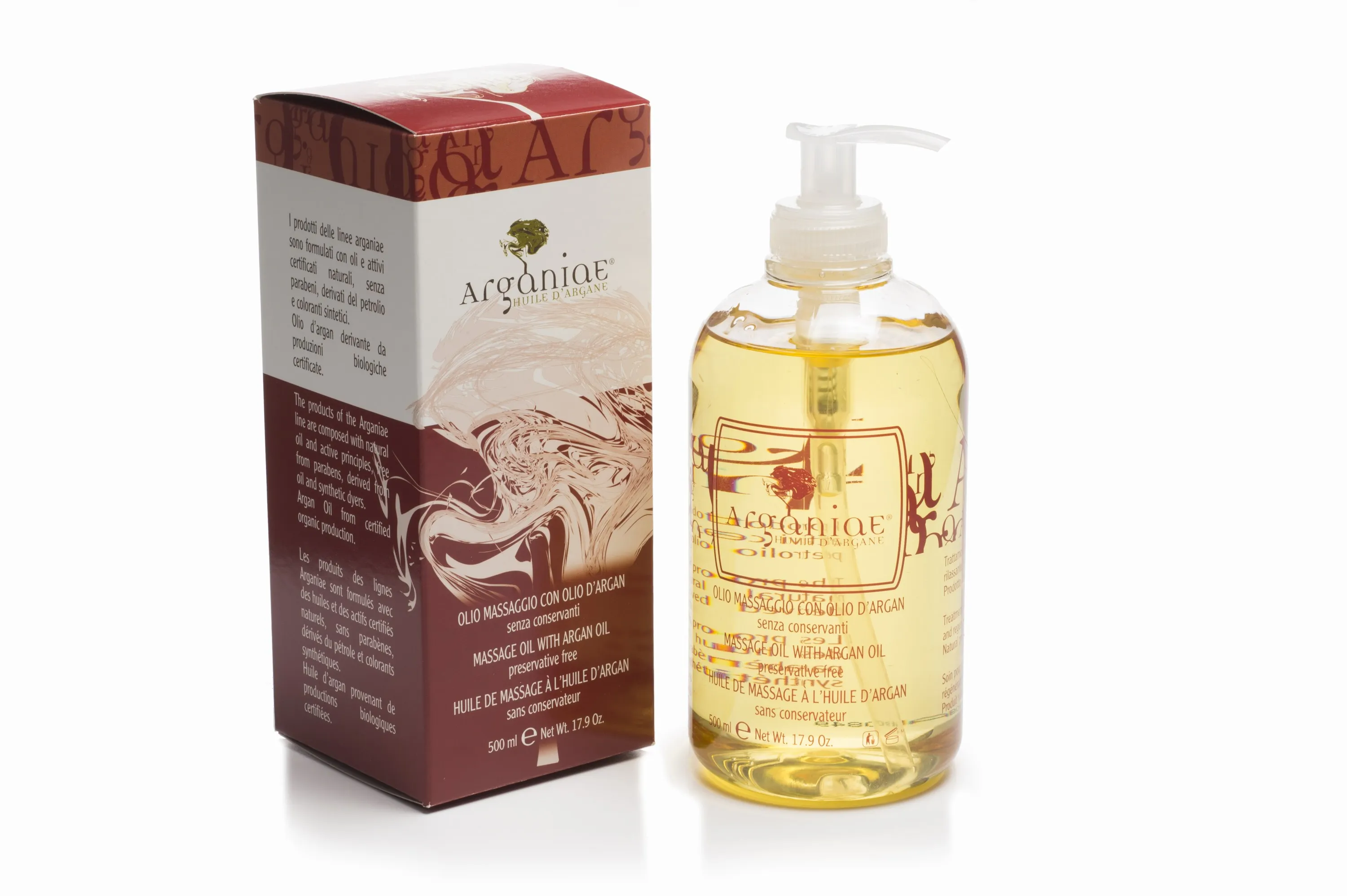 Hot Sale Made in Italy Massage Oil with Argan oil and Sweet Almond Oil for Body Care 500ml