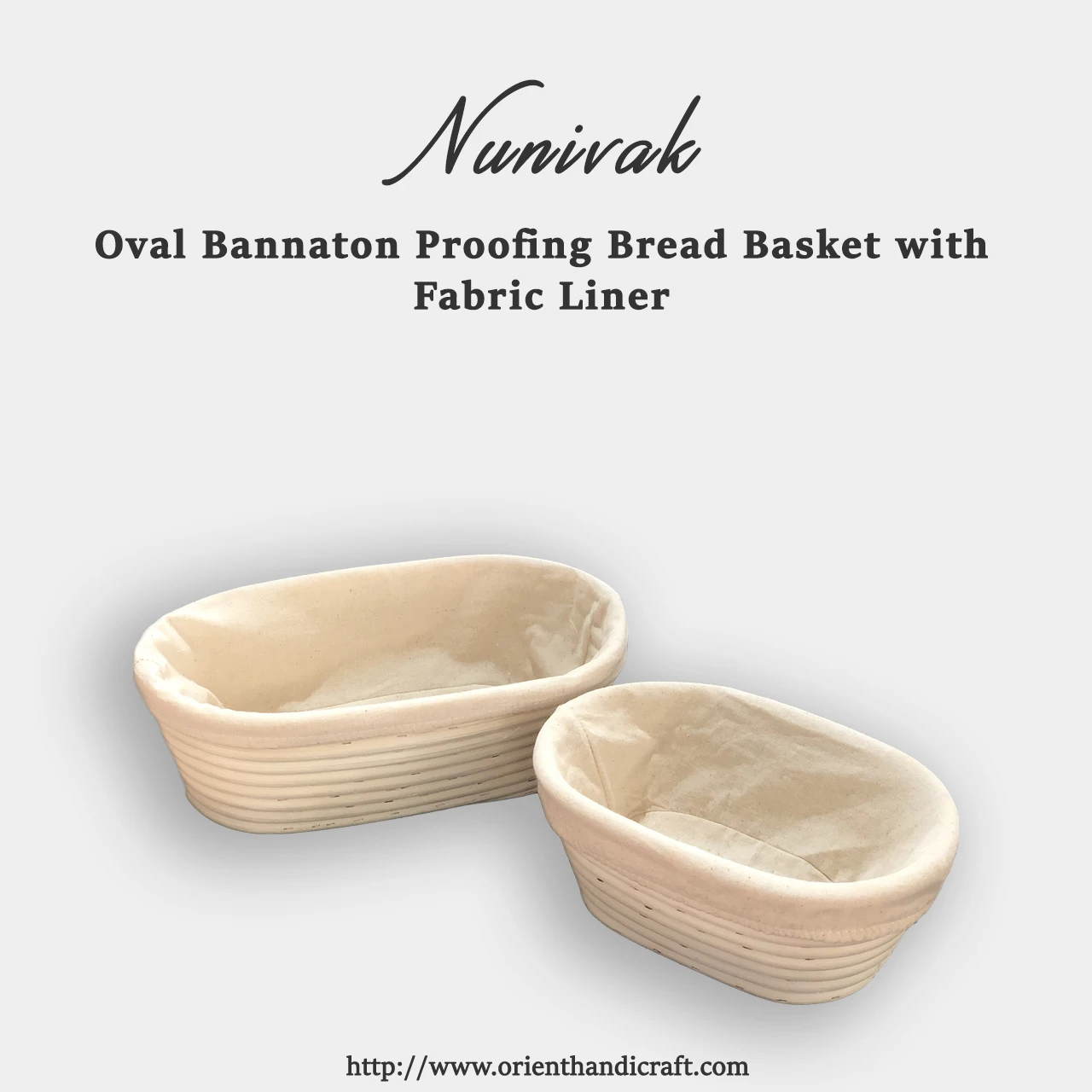 NUNIVAK Wholesale Oval Bannaton Proofing Rattan Basket For Storing Bread With Decorative Fabric Liner