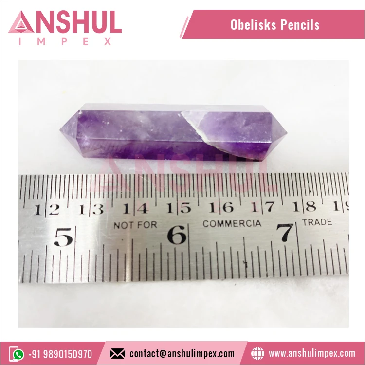 Purple Color Polished Crystal Natural Healing Amethyst Double Terminated Obelisks Pencils