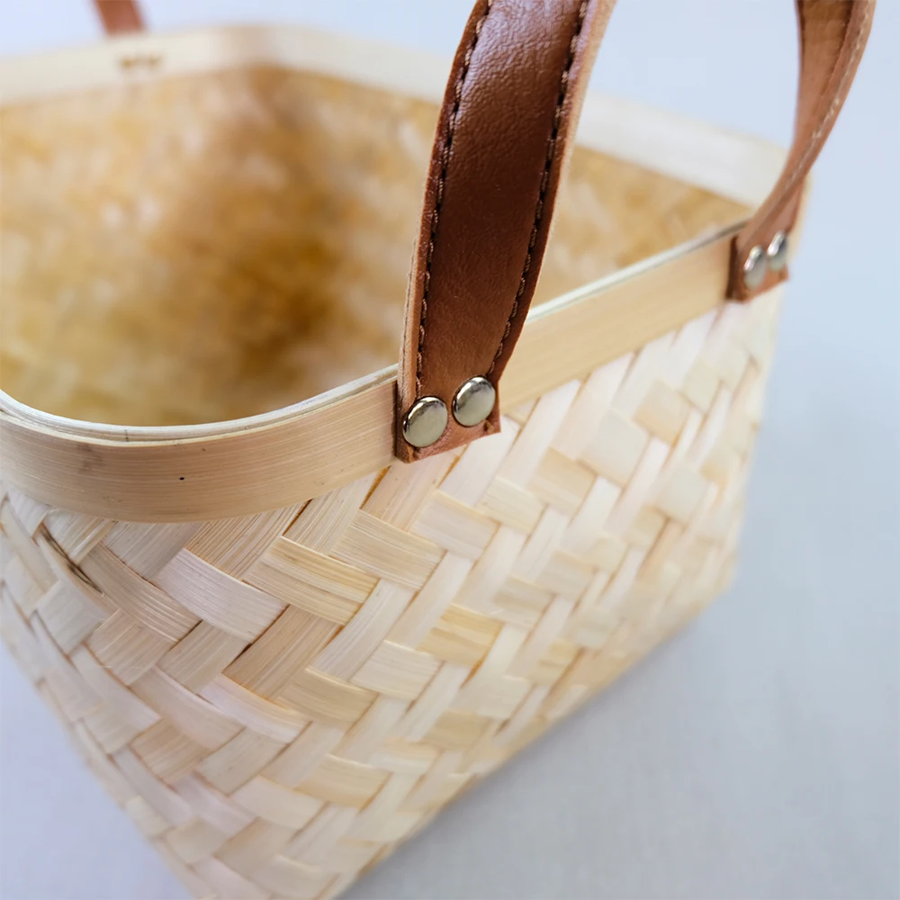 Natural Bamboo Woven Storage Baskets Scandinavian Style Decorative Baskets for Living Room Made in Vietnam for Easter Gifts
