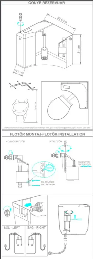 GONYE Exposed Plastic Cistern for Corner Application