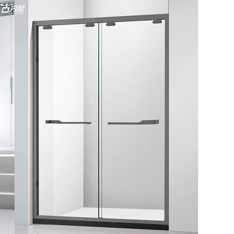 new design wholesale cheap tempered glass shower room enclosure bathroom two fixed panels one outward door