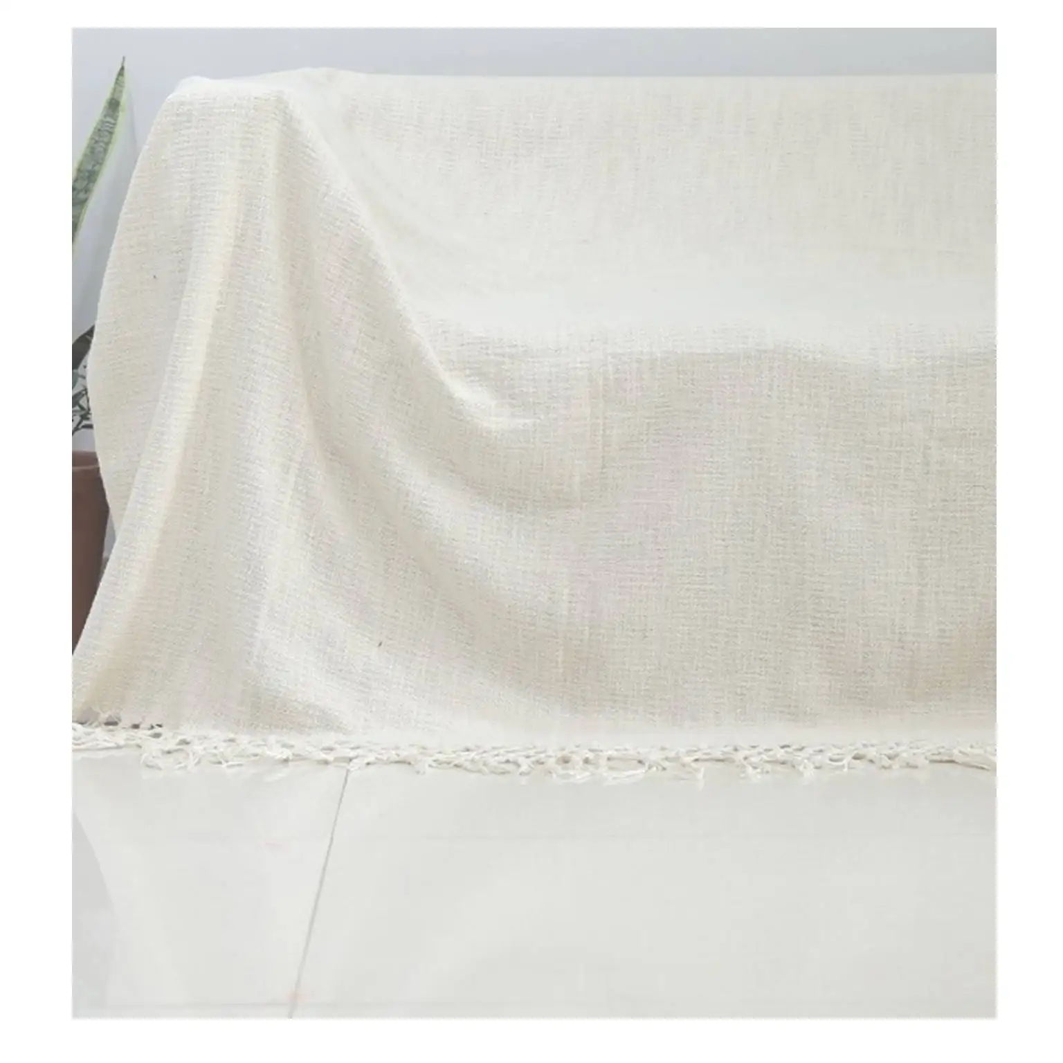 Large Throw Blanket Handloomed Bed Runner Cotton Beach Blanket Tasseled Wrap Blanket Indian Handmade Plain Throws For Sofa