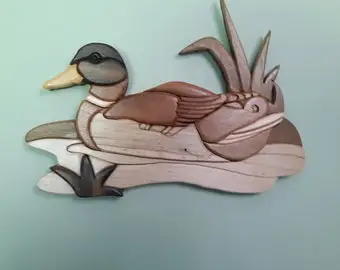 Ручной резного дерева искусства в технике интарсия-знак доска Настенный декор