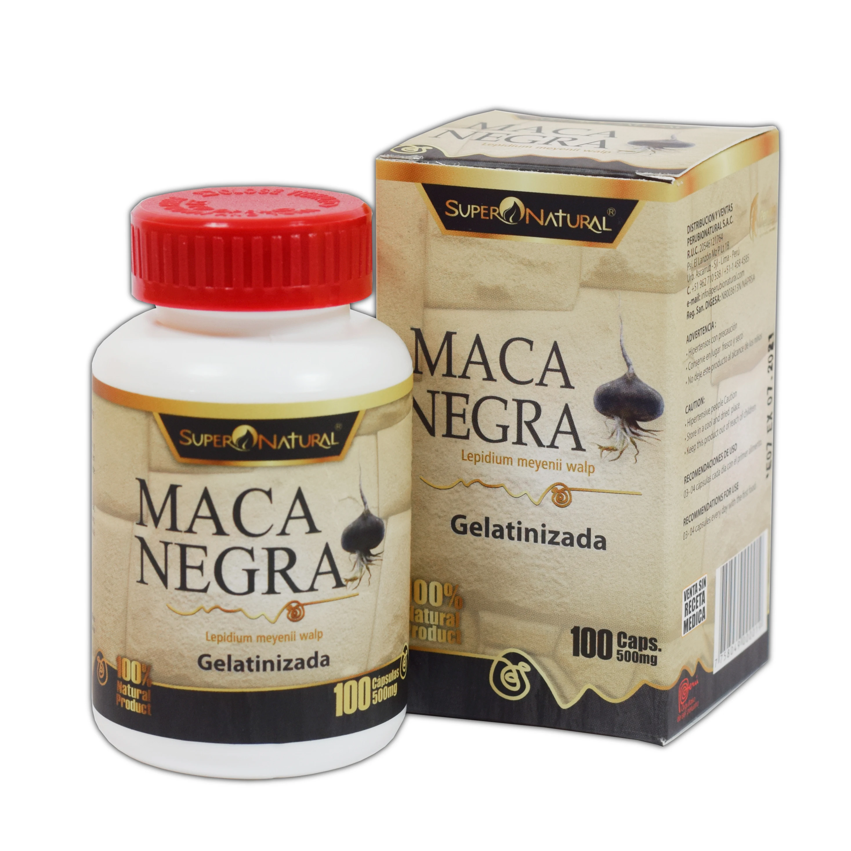 
Банки с таблетками черного Маки 500 мг без бренда или этикетки 