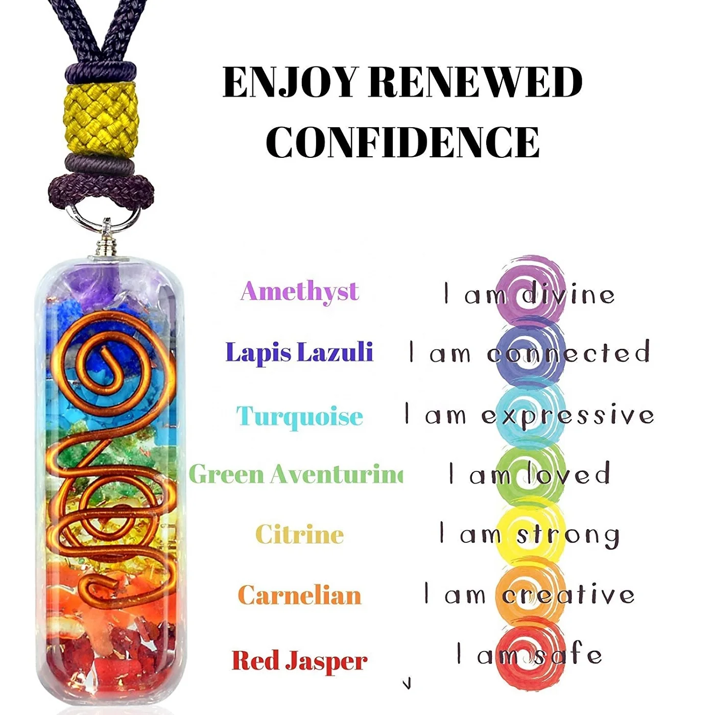 Orgone Chakra Layered Healing Pendant : Chakra Orgone Necklace for EMF Protection and Spiritual Healing