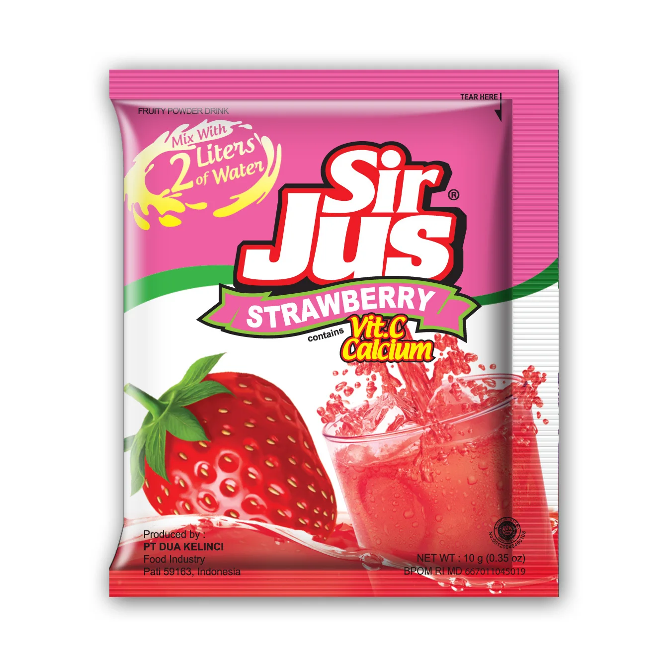 
DUA KELINCI - SIR JUS - INSTANT FRUITY POWDER DRINK STRAWBERRY FLAVOR BEVERAGES INDONESIA 10 GR 