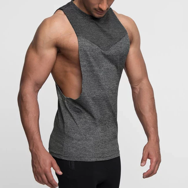 High quality mens bodybuilding sport gym tank top stringer/Summer fitness gym heather grey elastane mens tank top