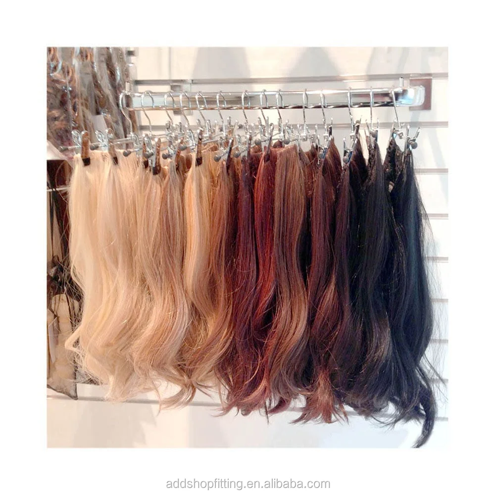 Slat wall wig rack display hair extension holder for shop