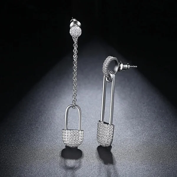 Fashion fine jewelry  aretes de plata wholesale silver locker earring  925 sterling silver long clip earring for women