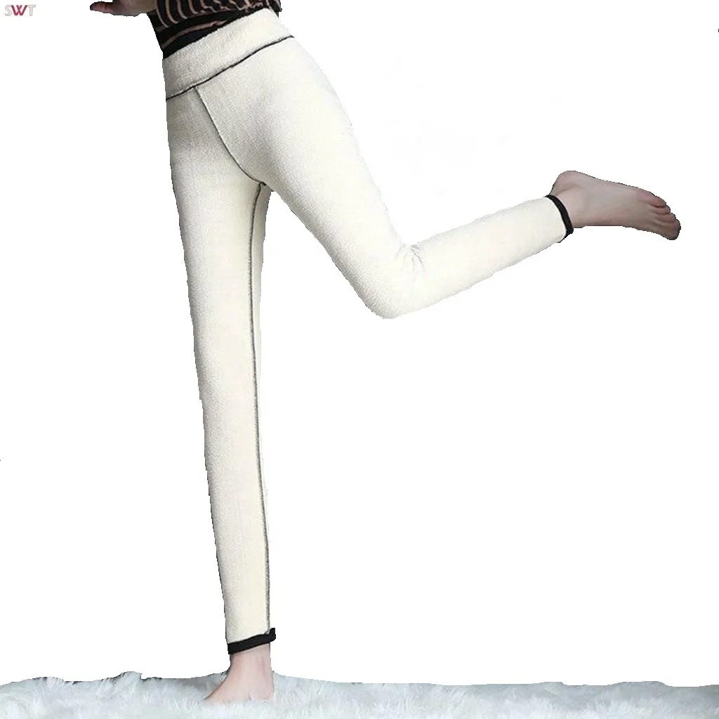 Oem New Women Fashion Winter Trousers Plus Cashmere Leggings Slim Warm Wool Lining Winter Sweat Pants Super Elastic Casual Woven