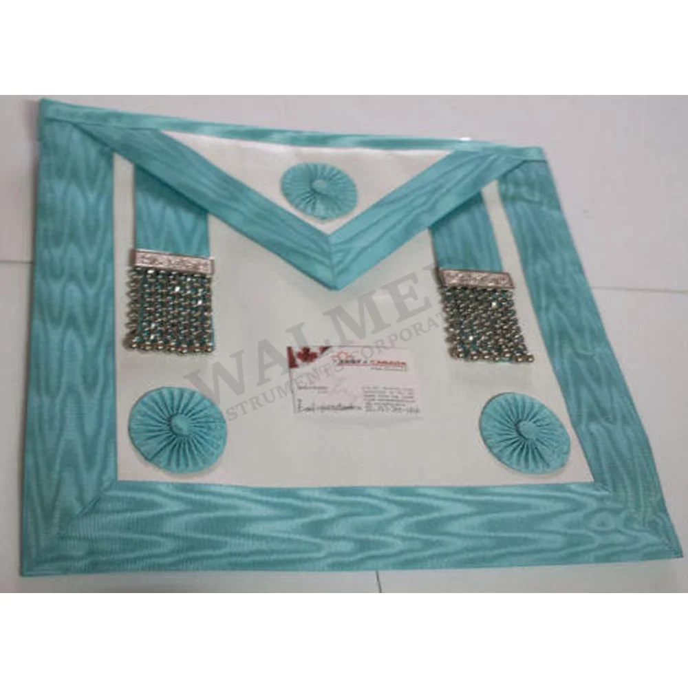 
English Master Mason Apron With Embroidery Logo / Regalia Deluxe Masonic Past Grand Lodge Master Full Embroidery Apron 