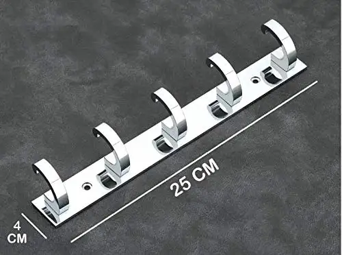 Stainless Steel Premium Fescue Dual Edge Cloth Hanger Bathroom Wall Door Hooks Silver