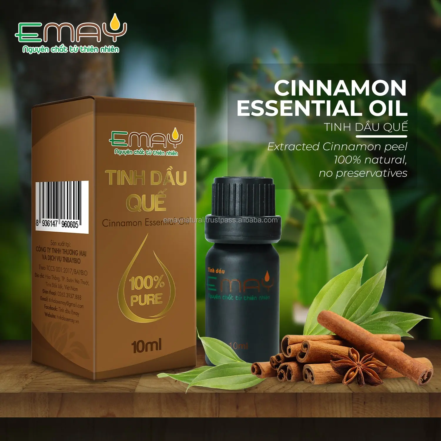 High Quality Emay Essential Oil Extracted From Cinnamon Set 10 50 100 ml Bottled Aromatherapy Oil Accept OEM Order
