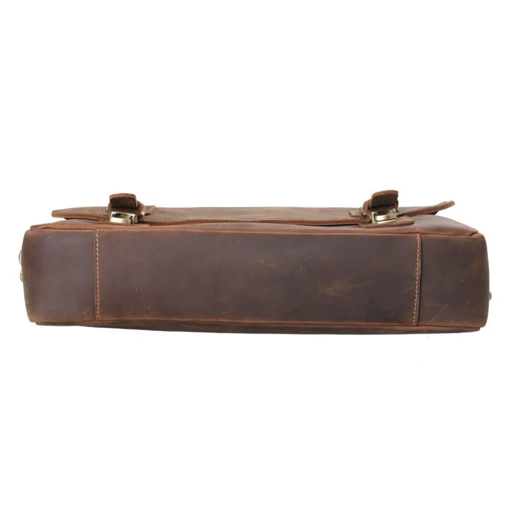 2018 Vintage Custom Crazy Horse Leather Briefcase Bag for Men