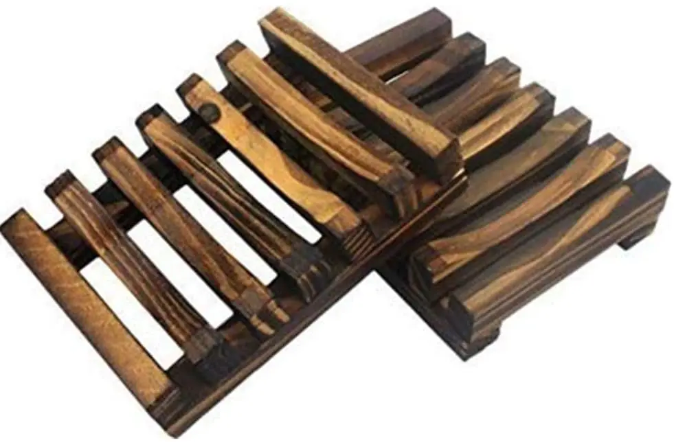 Handmade Wood Soap Dish Natural Wooden Soap Holder Box for Sponges Scrubber Bathroom Accessories