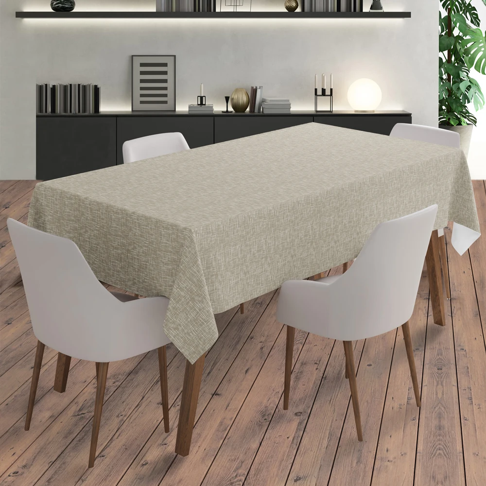 
High Quality PVC Table Cloth with Nonwoven Backing 3014-1 Textile Design Beige 