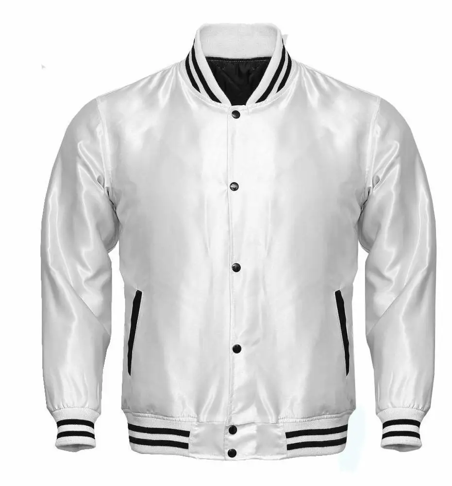 Hot Sale Varsity Jackets Satin Made Button Style Pullover Plus Sized College Men Bomber / Letterman Jackets