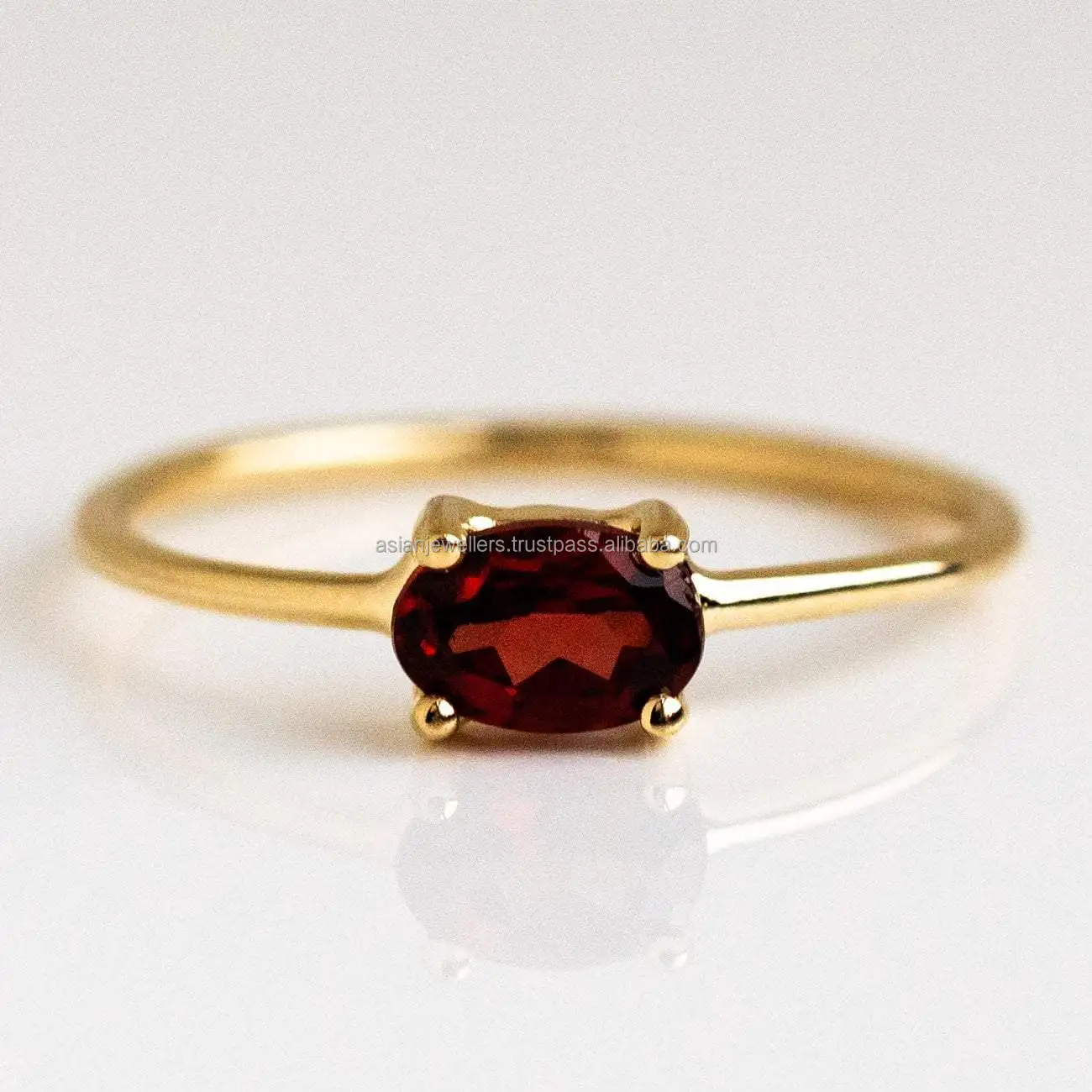 925 sterling silver garnet Natural gemstone gold vermeil dainty minimalist ring Handmade silver jewelry