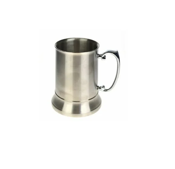 stainless steel beer mug smooth insulated  beer mug beer mug with thick handle for hot and cold
