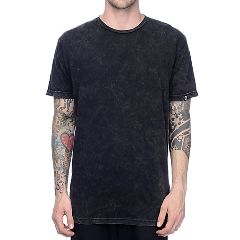 Heavyweight Wholesale Vintage Black Printed Large Graphic Tees Acid Wash T-shirt Men Oversize Crew neck Shirts distressed Tees
