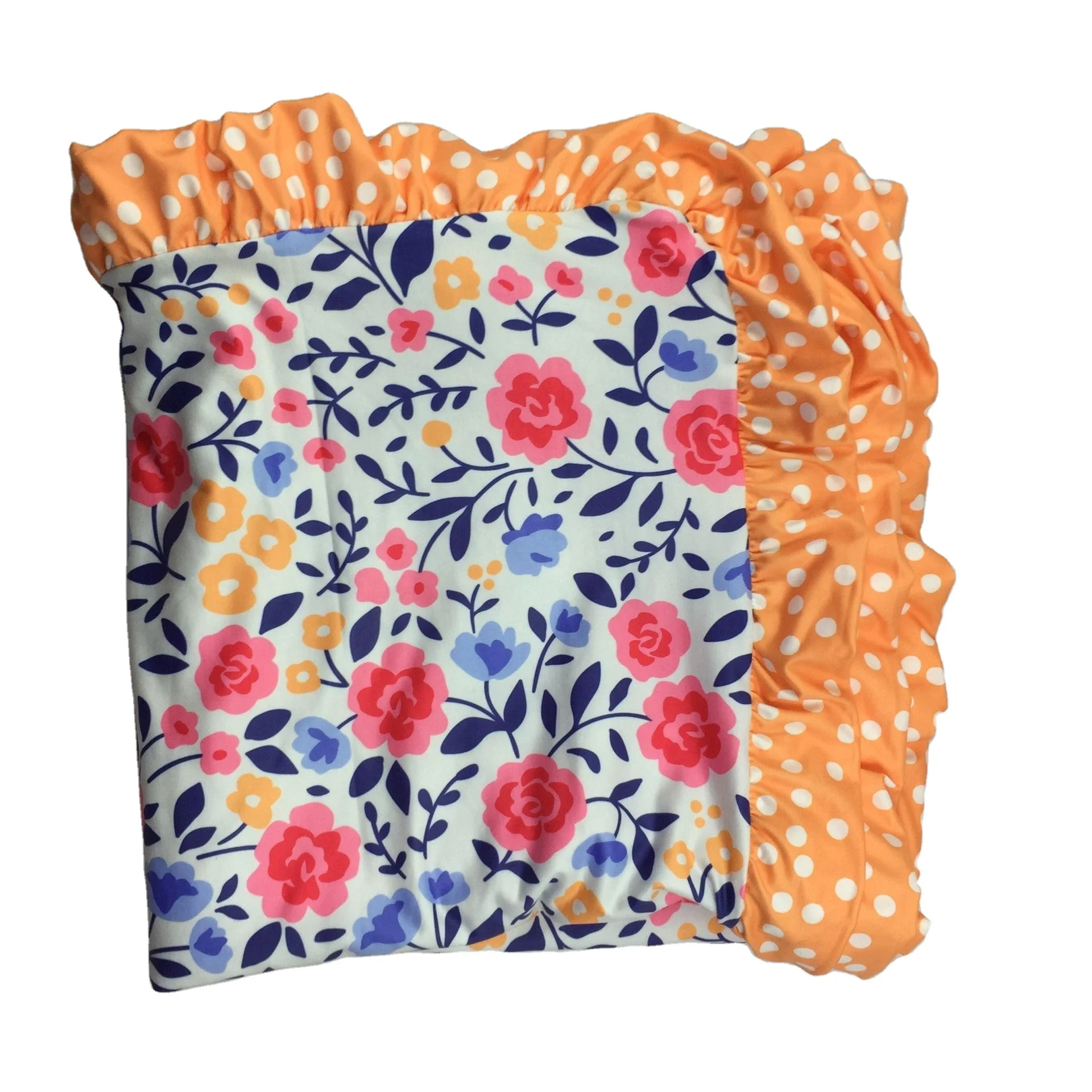 
Little Girls Cute Printing Soft Milk Silk Ruffles Side Muslin Swaddle Blanket Baby Quilt for Kids Infant Boys and Girls 