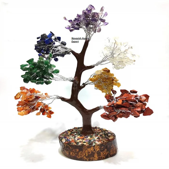 Natural Seven Chakra Gemstone Chips Tree  Wholesale Agate Tree Buy Online  From Navazish Agate Export