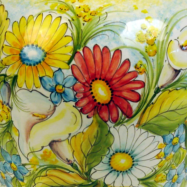 Handmade italian pottery flower home decoration ceramic jar