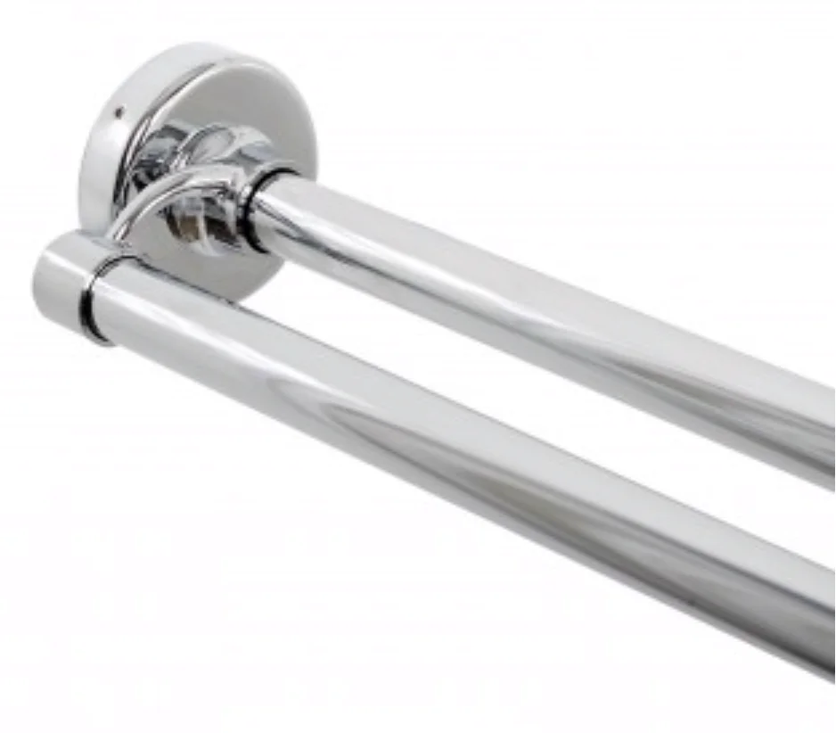 Heavy duty polished straight double shower curtain rods