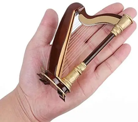 Мини арфа 14 см Hand-made деревянная музыкальный инструмент Реплика домашний офисный стол украшение праздничный подарок