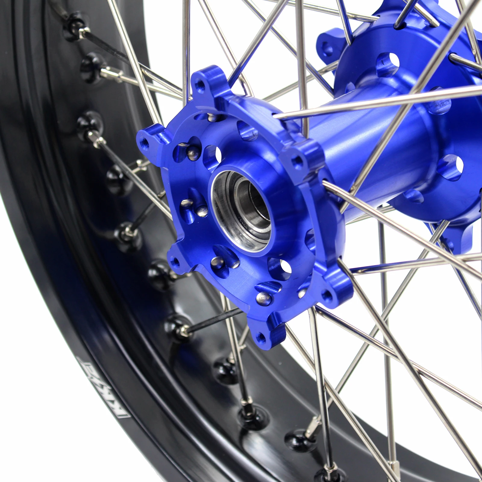 KKE Supermoto Wheels Rims Set Fit for YAMAHA YZ125 YZ250 1999-2022 YZ250F YZ450F WR250F WR450F YZ250X 2022 Blue Hub Black Rim