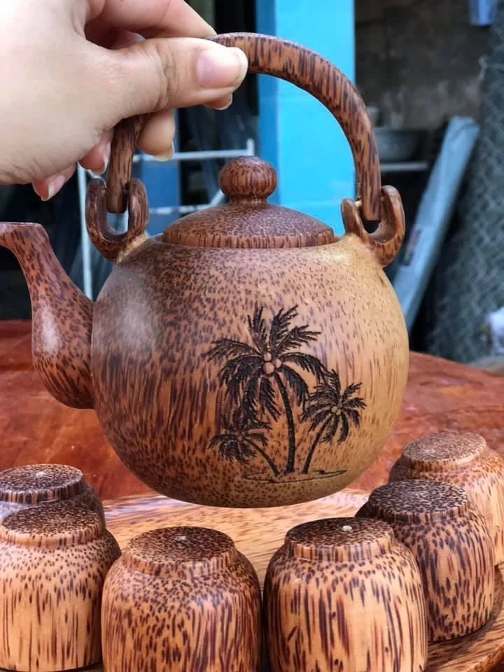 Vintage Coconut Handicraft Teapot for Storage Tea Coffee Home Garden Kitchenware in Stocked (Ms.Sandy 84587176063)