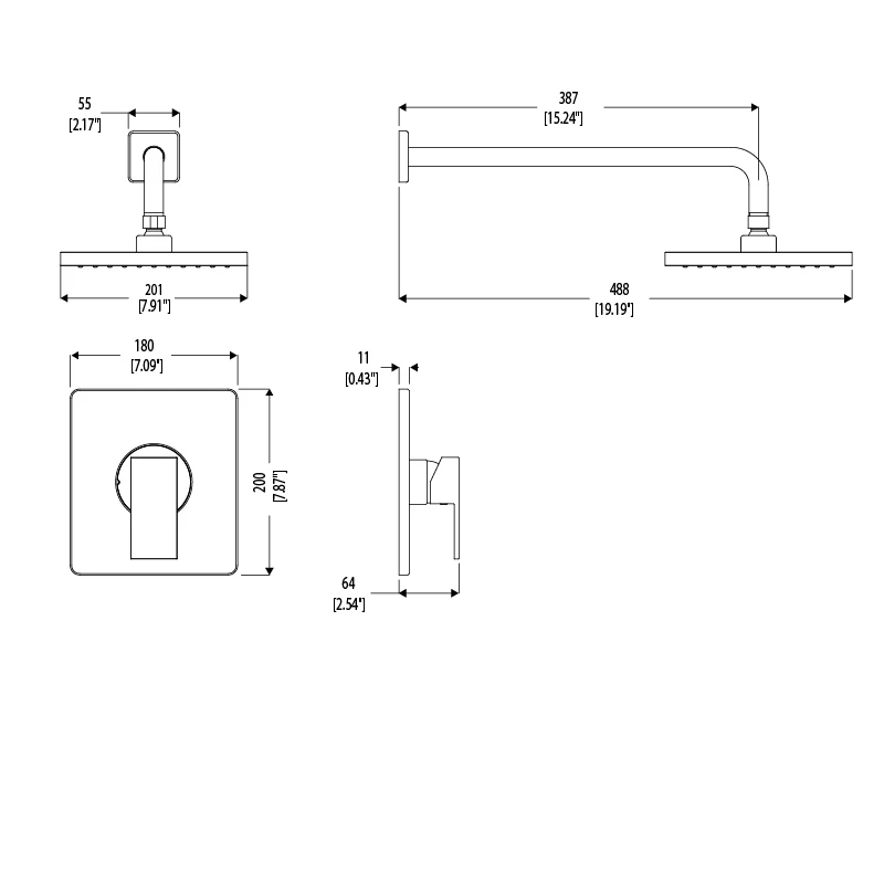 In wall Single handle Shower Faucet Satin Nickel