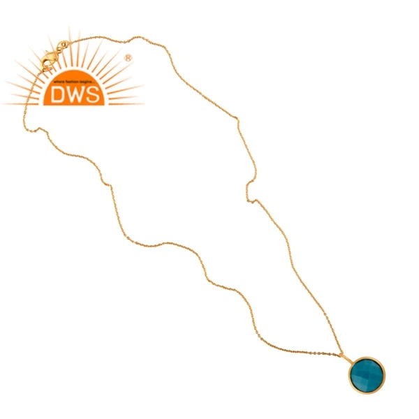 Plated Pendant Necklace Gemstone Pendant Necklace Certificated Wholesale Silver Jewelry Gold Turquoise Natural Cute Brass Ball