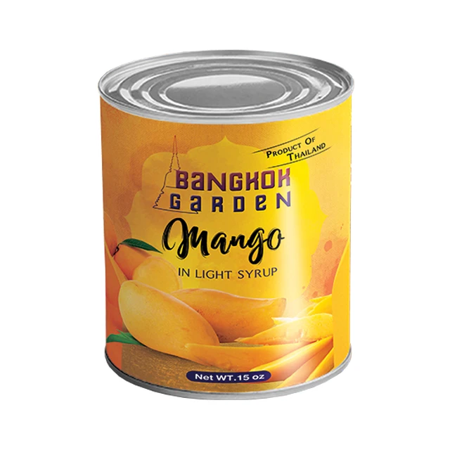 Premium Thai Fresh Fruit - Canned Mango Slices 15oz with Light Syrup and High Quality from Thailand Factory