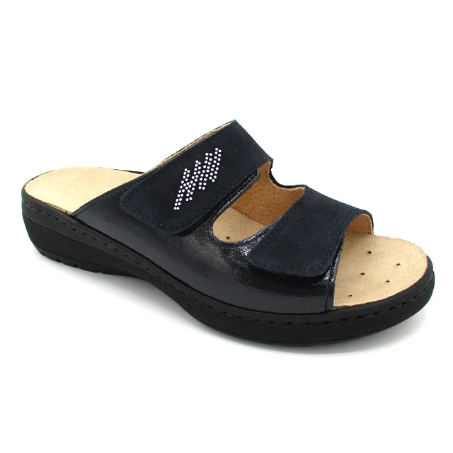 Removable insole pu sole Womens Leather Slippers Orthopedic shoes