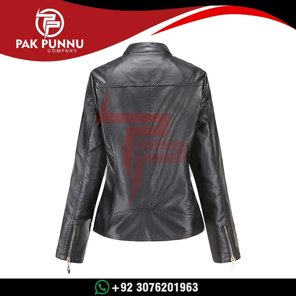 Wholesale Women Leather Jackets Women Denim Clothing Black Custom Coat Motorbike Leather Jackets For Woman Jackets