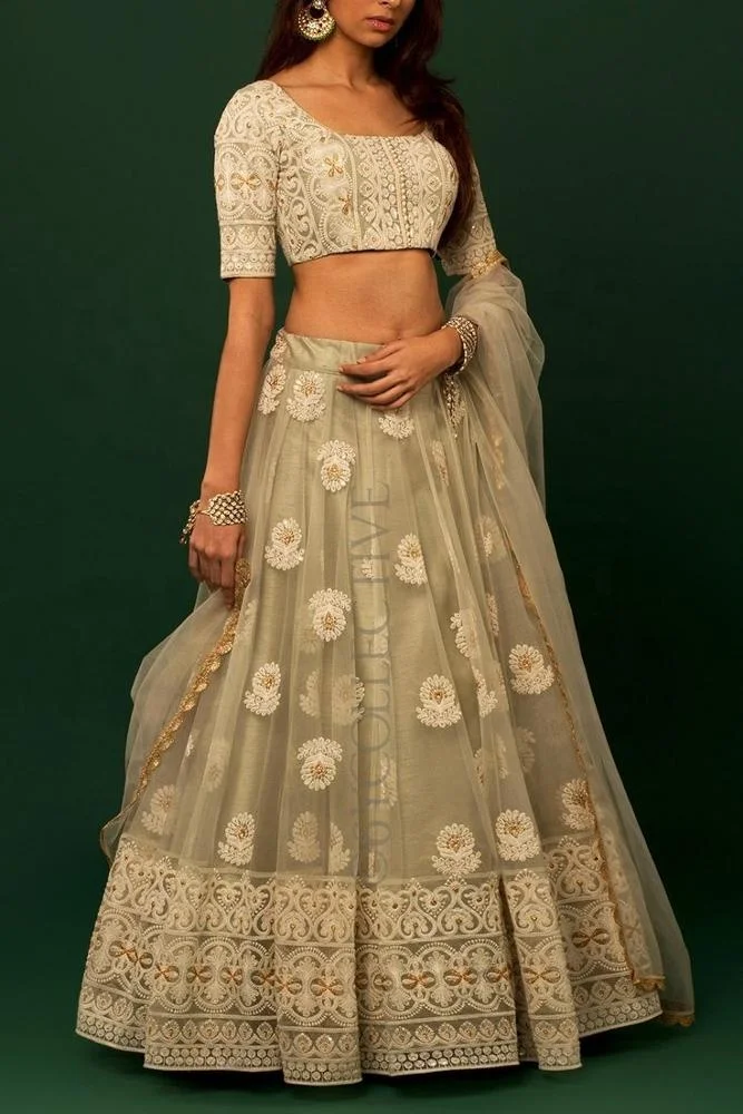 Fashionable rayon silk embroidery thread work lahnega choli with dupatta wholesale price manufacturing ethnic garment