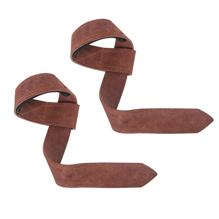 Gym Brown Cowhide Slip Rosistant Weightlifting Fitness Wear-resisting Gloves