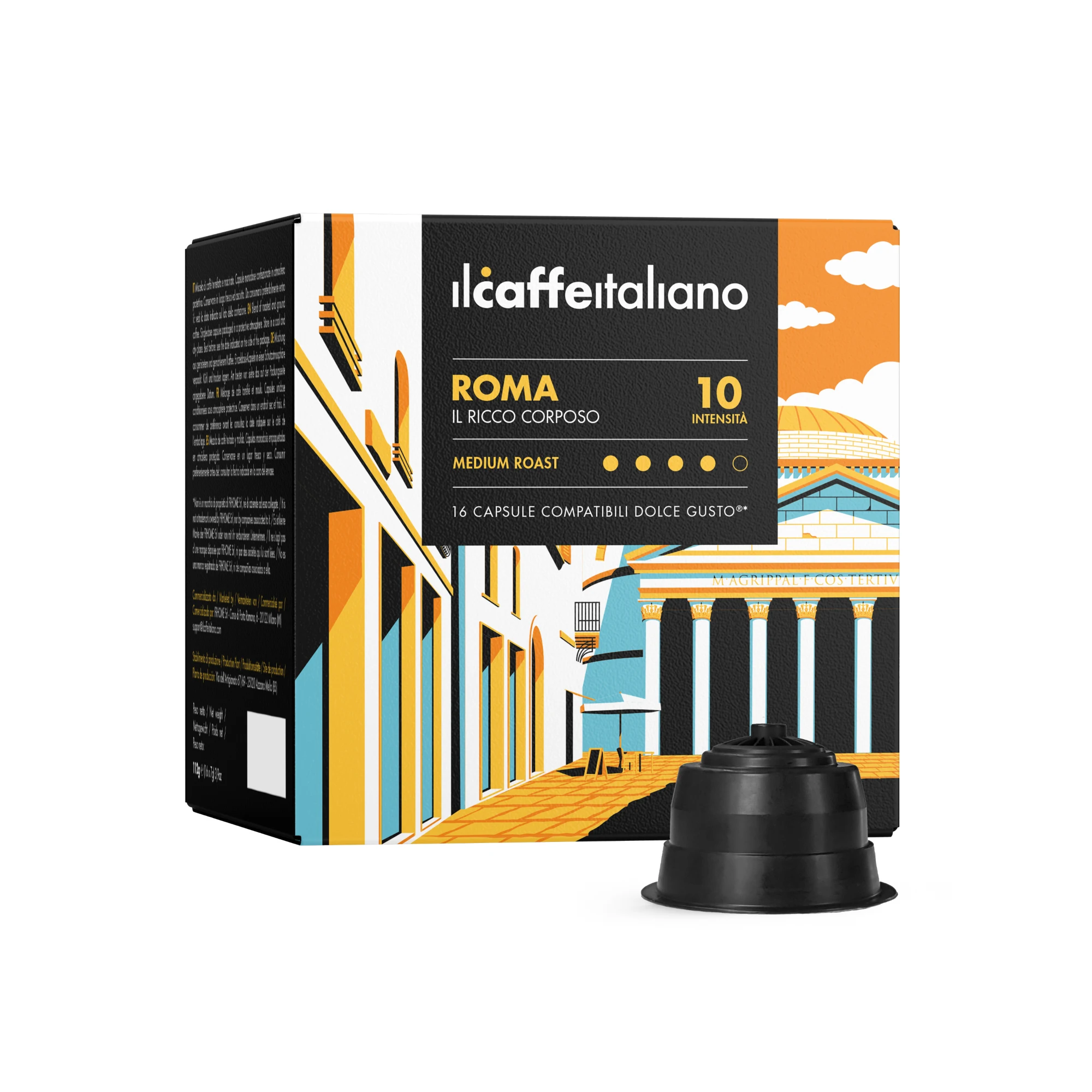 made in Italy arabica and robusta coffee 96 Compatible Coffee Capsules Dolce Gusto  (R)* - Roma - Coffee Capsule