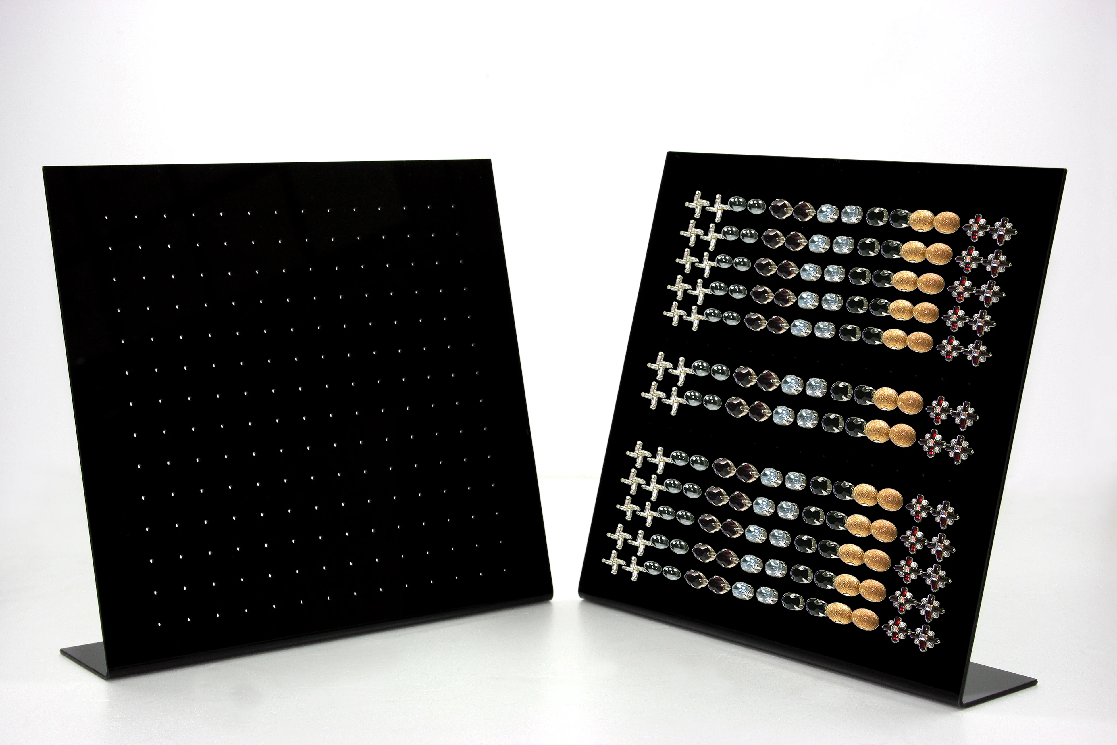 Clear & black Acrylic Studs Earring Jewelry Display Stand showcase each holds 49 pairs