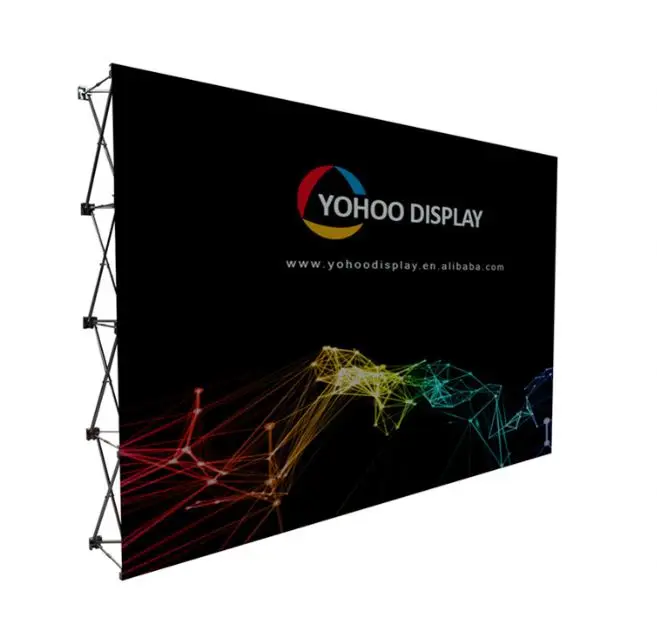 Customized 3*4 Portable Aluminum frame Tube Fabric Pop up Display Wall Banner Backdrop Stand Exhibition Booth