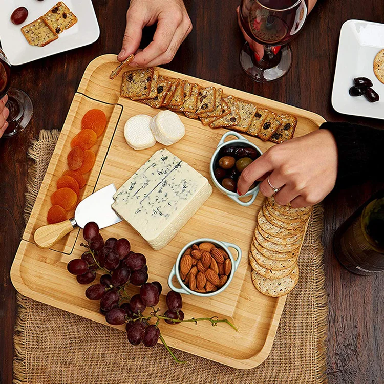 Aperitif Upgraded Wooden Charcuterie  Cheese Board Set Unique Wine Meat Cheese Platter Board Servers