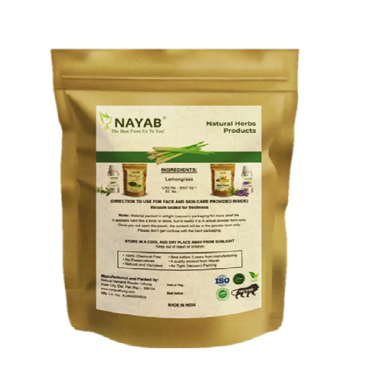  Nayab органический Лемонграсс прозрачный пакет для лица натуральный активный против акне помогает в укрепляющем лице подходит всех типов S