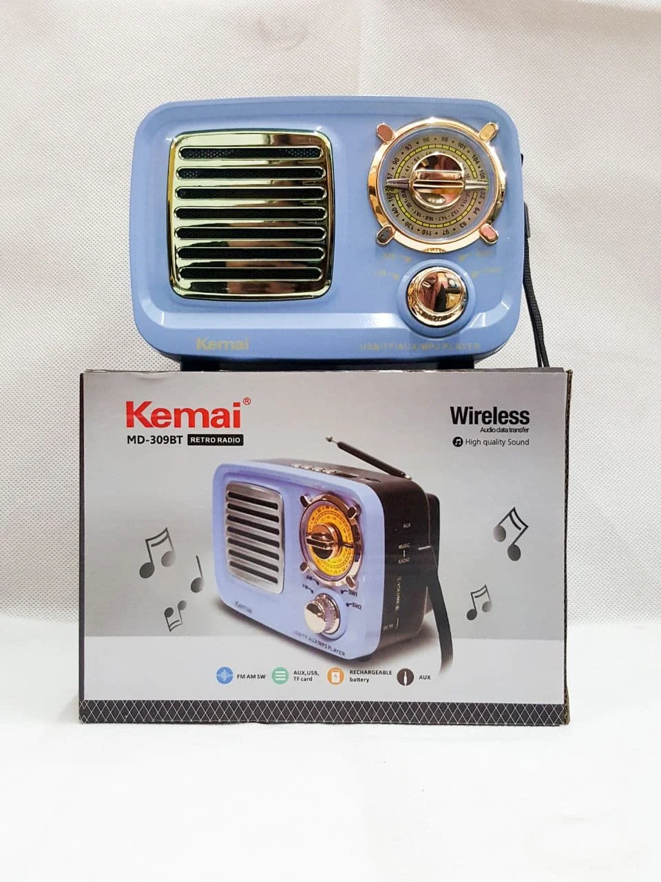 Хорошая производительность Pastel Blue USB FM/TF/AUX/mp3-плеер радио перезаряжаемое портативное