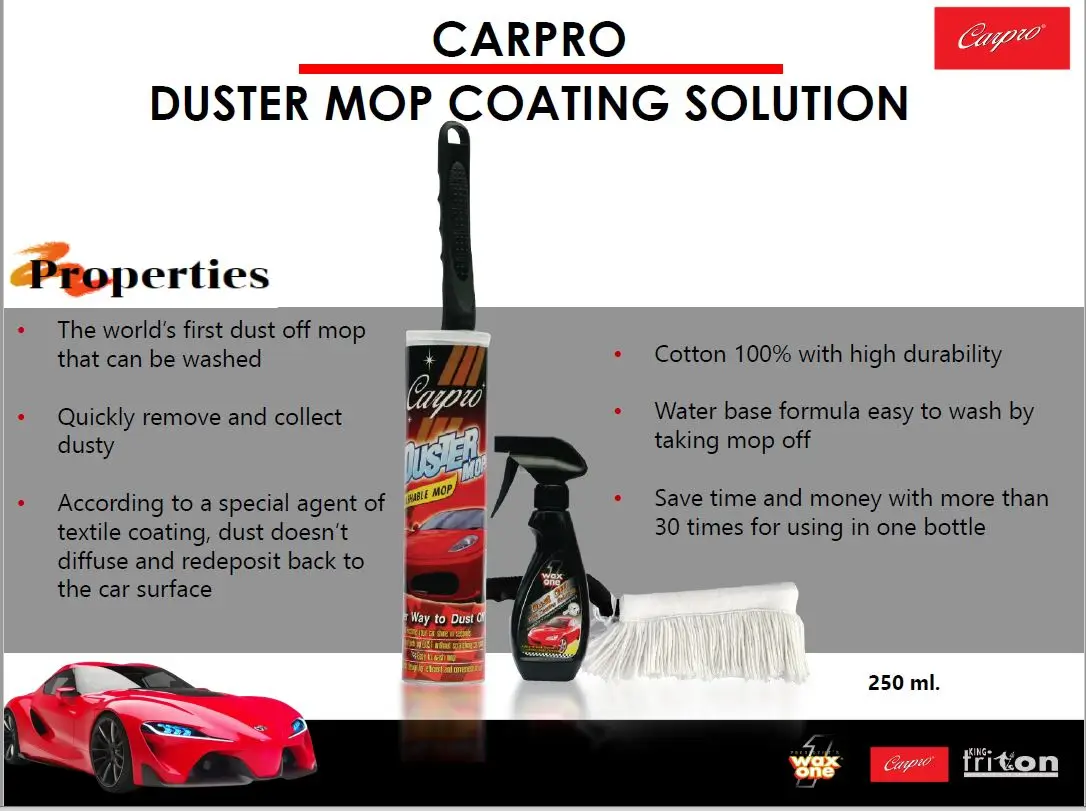 Carpro Manufacturing Price Hot Deal of Duster Mop with Coating Solution Spray 250ML from Thailand