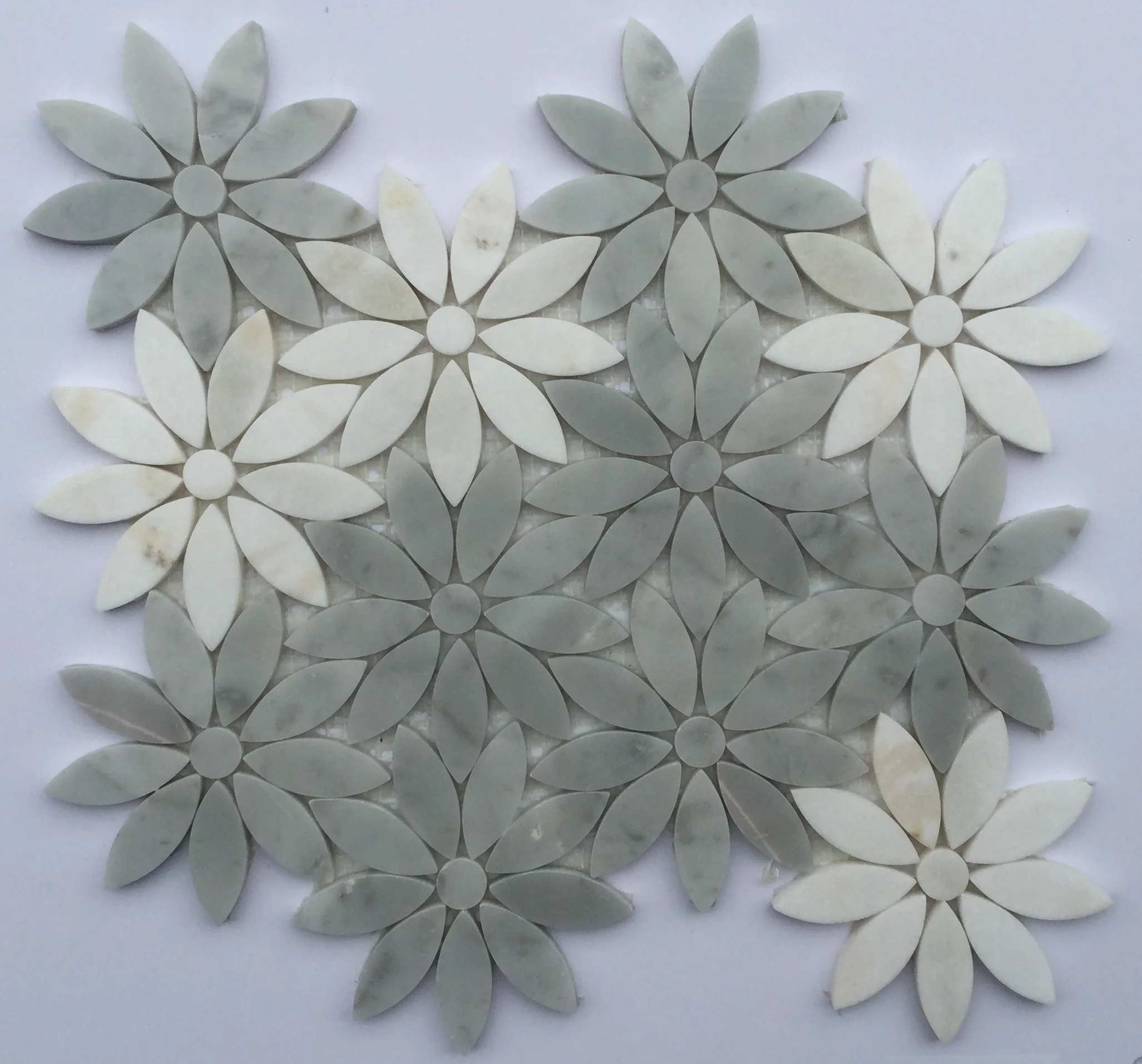 
Flower Pattern White Carrara Waterjet marble mosaic 