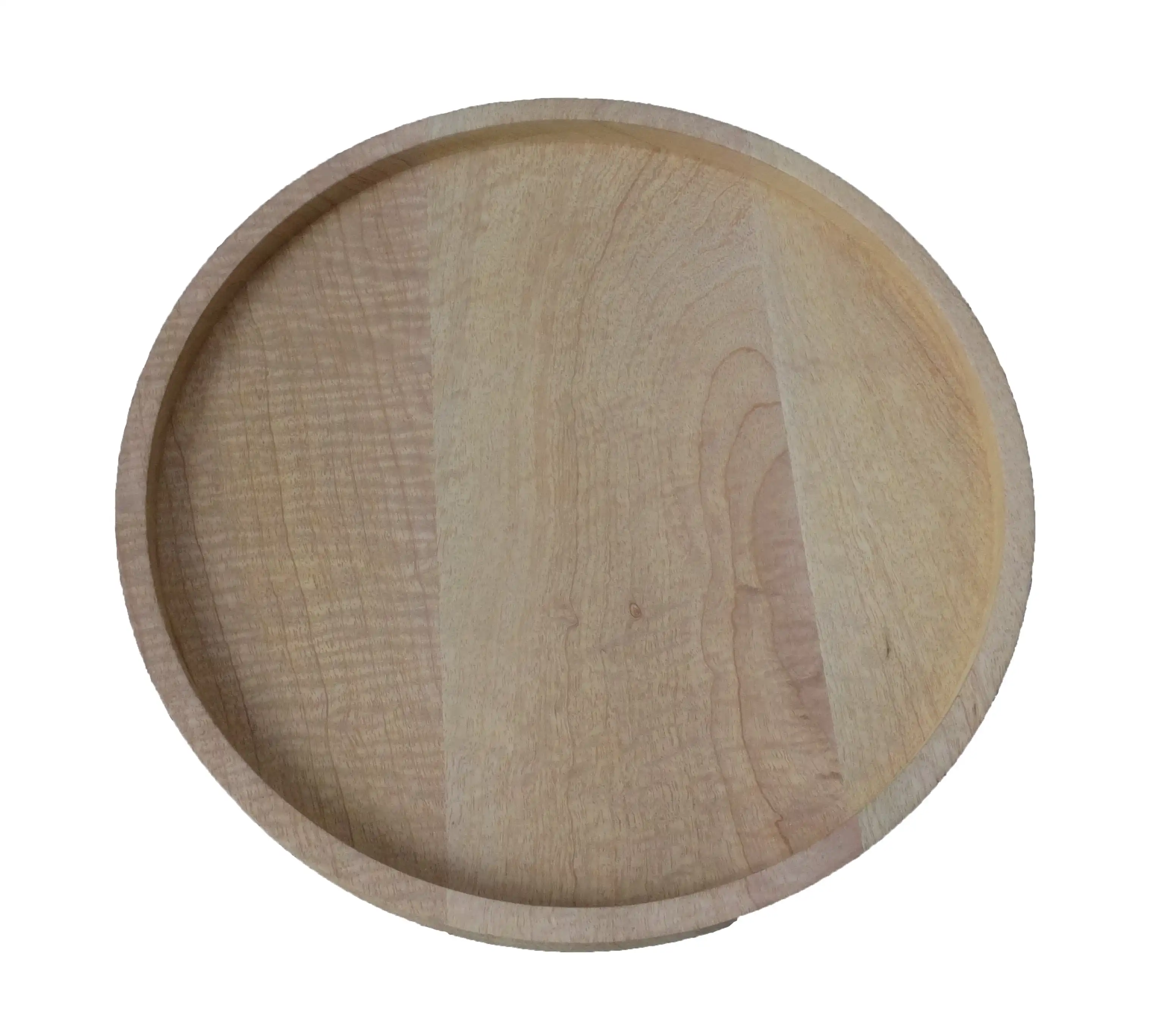 Mango Wood 35 x 35 x 3 CMS Large Round Ottoman Tray for Serving Coffee Food in Restaurant Home Party Drinks Supplies Wood Tray