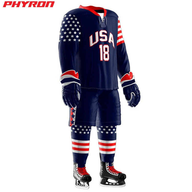 Униформа для хоккея с шайбой полиэстер униформа сублимационной печатью мужчин и женщин