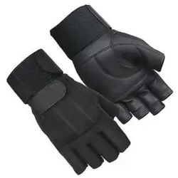 Leather Weight Lifting Padded Long Strap Gloves Training Gym Exercise Fitness